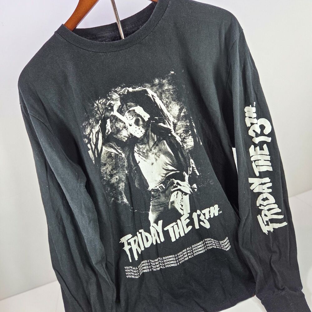 Friday the 13th Jason Voorhees Long Sleeve T-Shirt Men’s Large Black